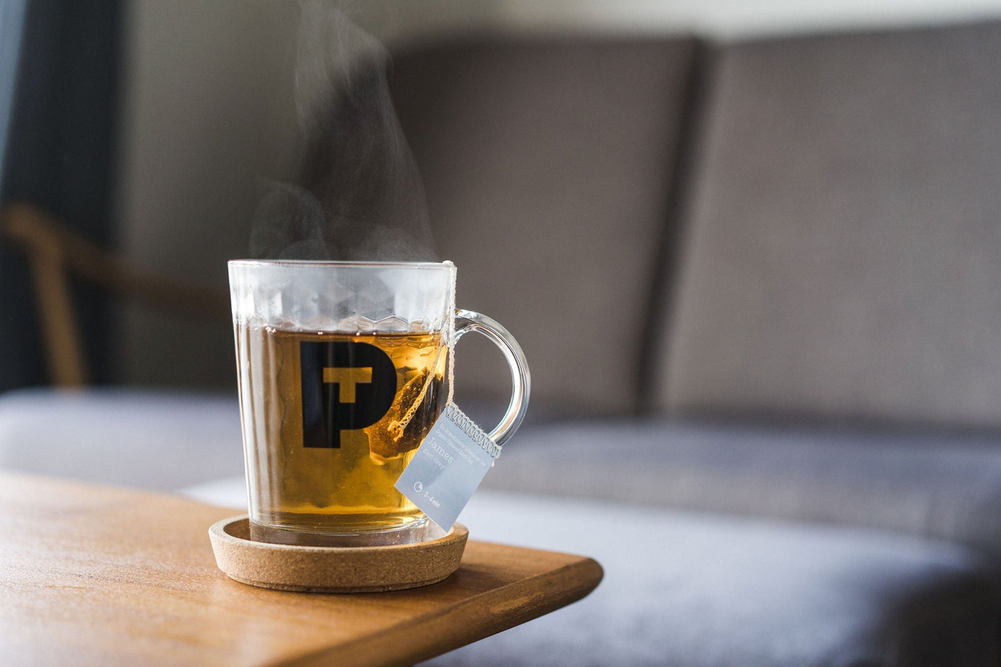 Glasskopp med Earl grey pose